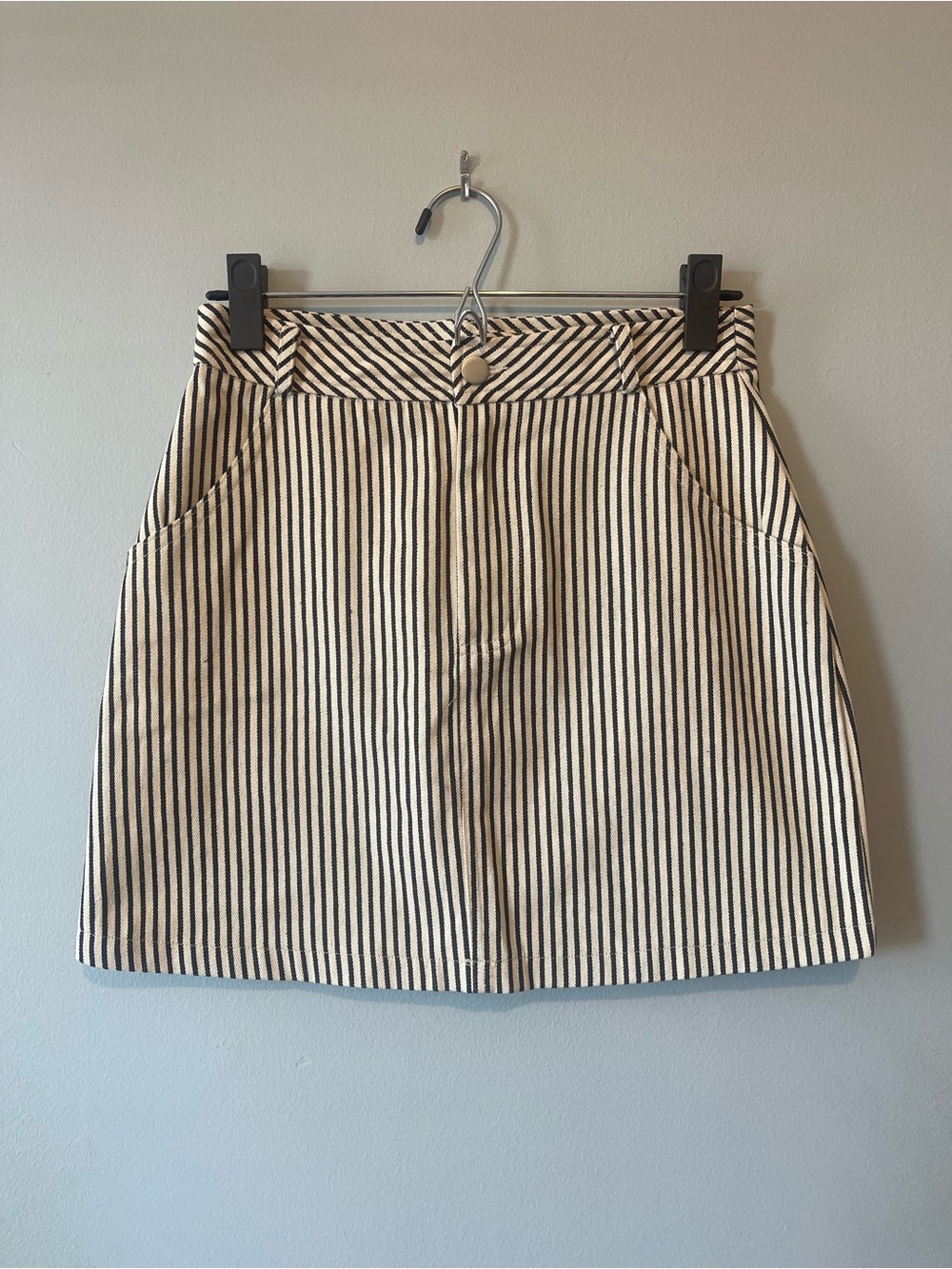 Dry Goods Black and Cream Striped Mini Skirt